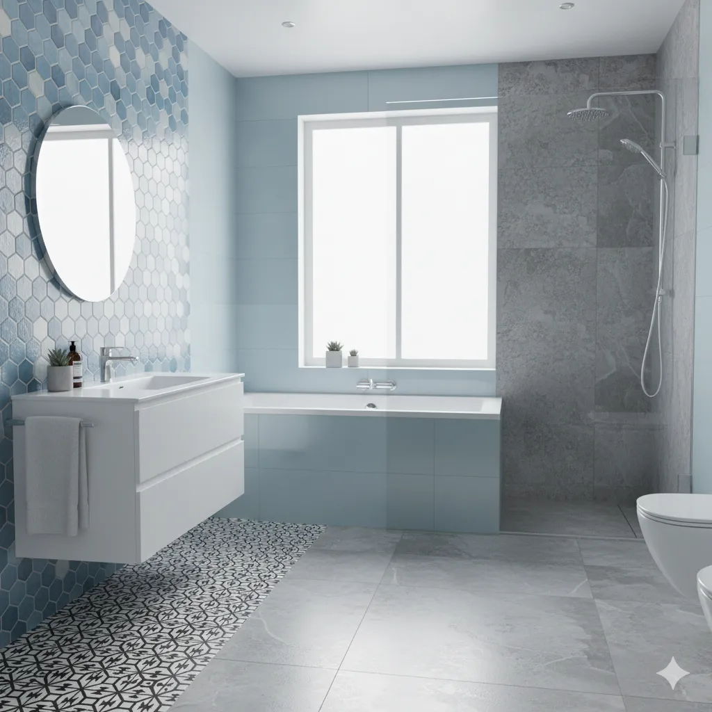 Modernes Badezimmer mit Fliesenfolie