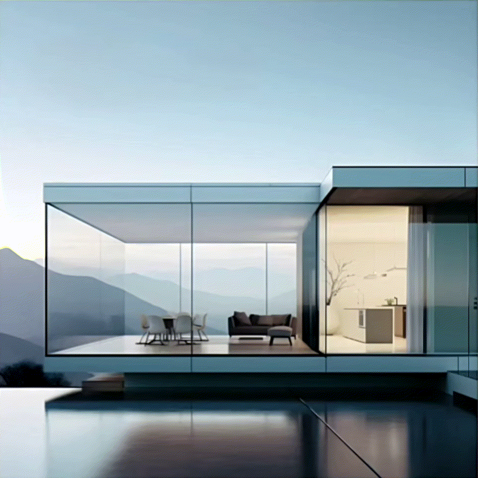 Moderne Villa mit Glaswänden